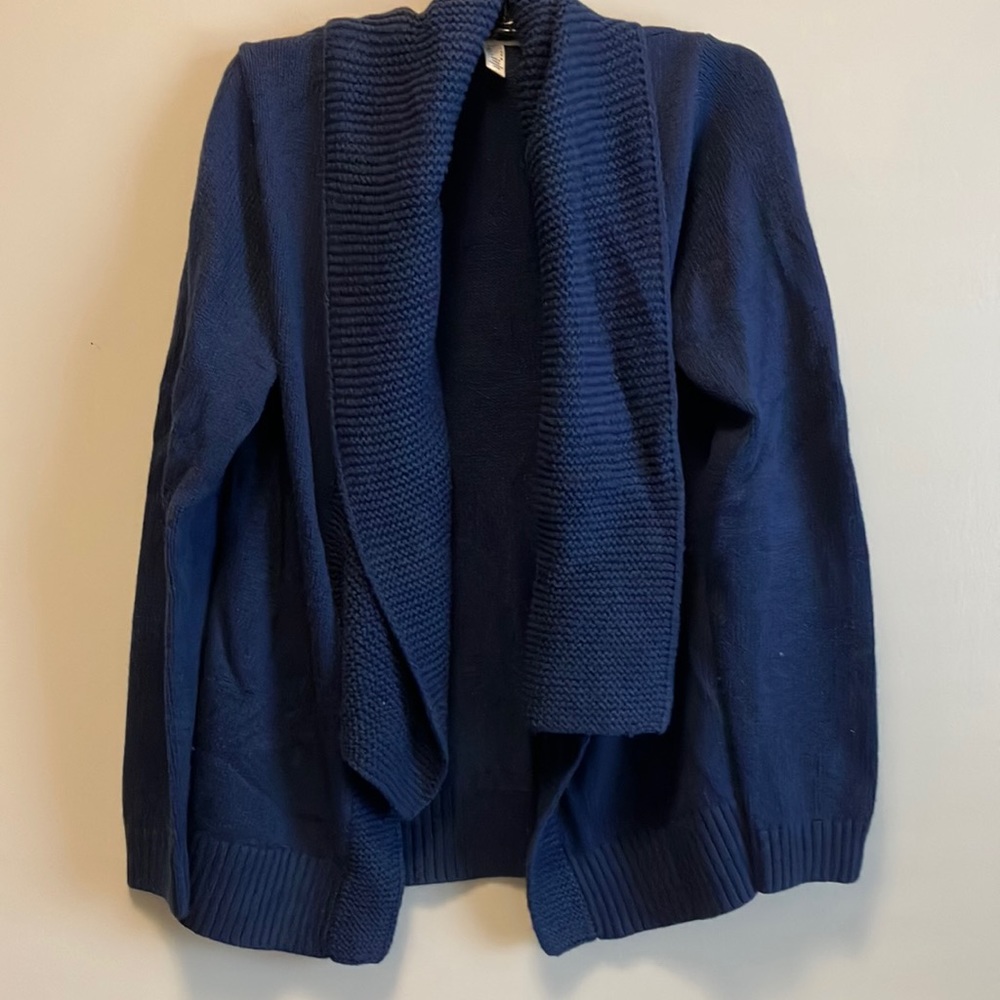 Lands End Canvas Navy Shawl Collar Cardigan